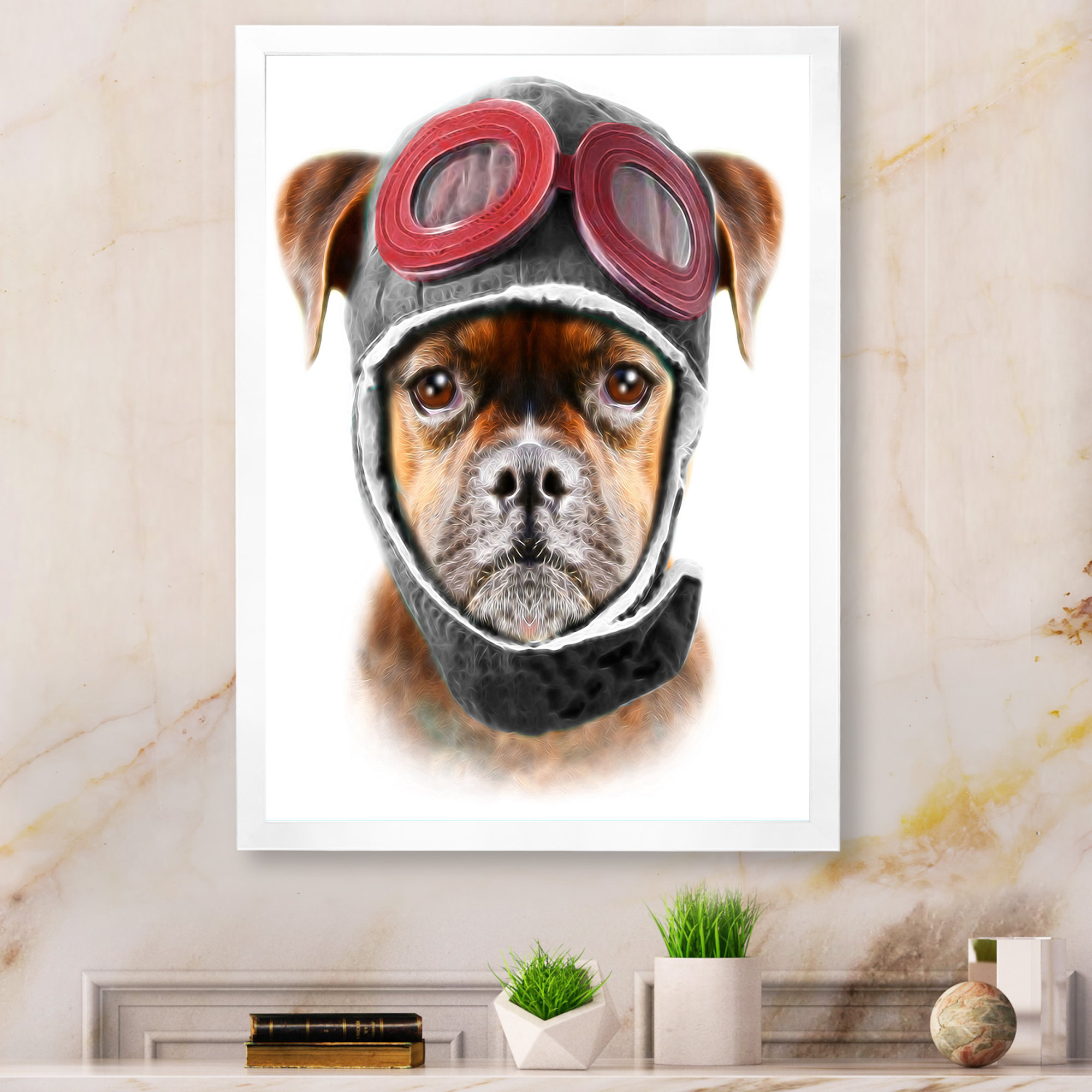 Trinx Hipster Pilot Boxer Dog " Hipster Pilot Boxer Dog " Painting